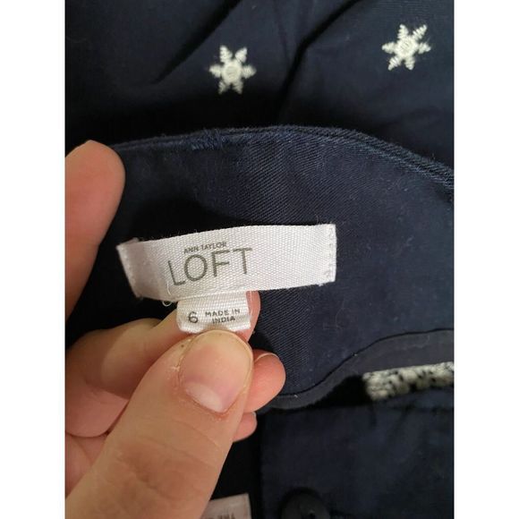 Ann Taylor loft womens shorts 6 blue geometric embroidered the riviera short - Picture 7 of 7